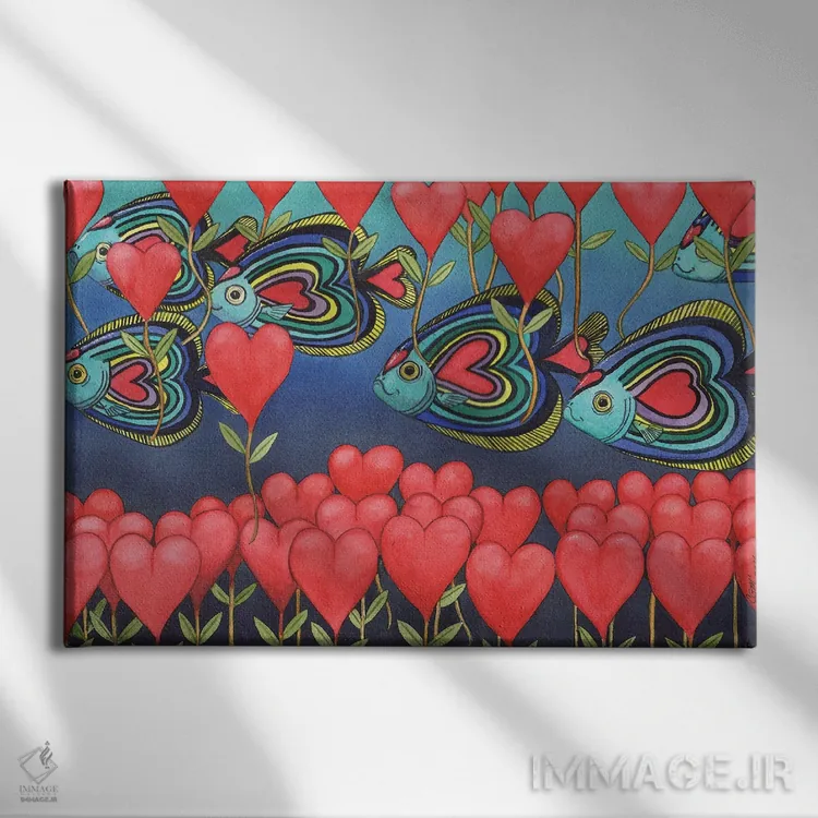 تابلو ماهی قلبی اثر کترین جی مکالروی - نمای روبهرو روی دیوار