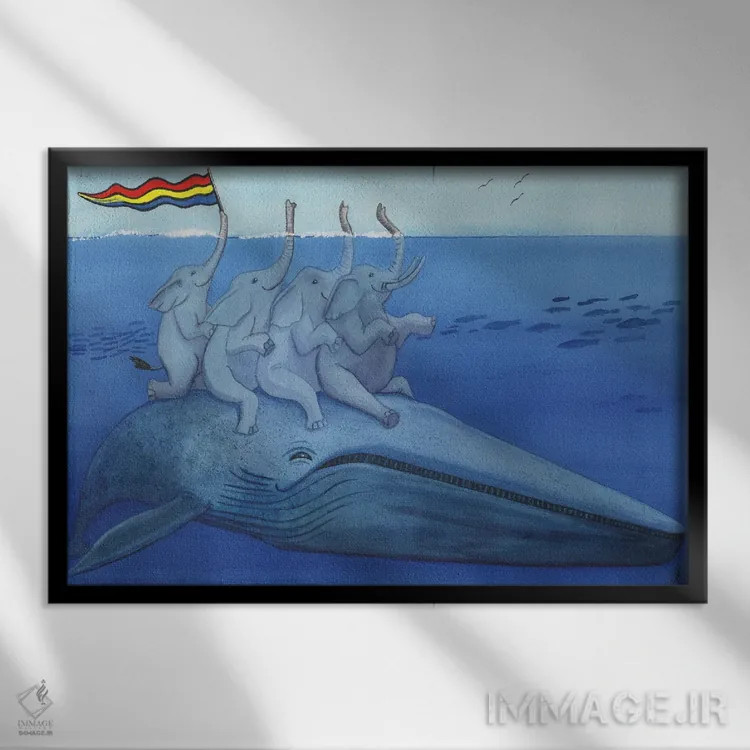 تابلو خیلی خوش میگذره (اصطلاح/با نهنگ) اثر کترین جی مکالروی - نمای قابدار مشکی