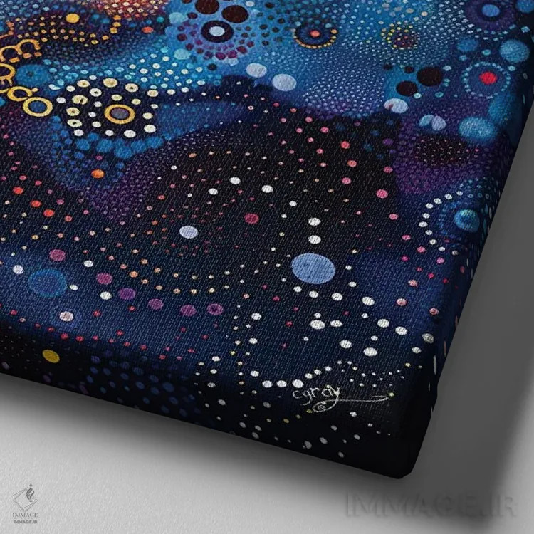 تابلو سحابی ریتمی اثر کامرون گری - نمای نزدیک بافت بوم