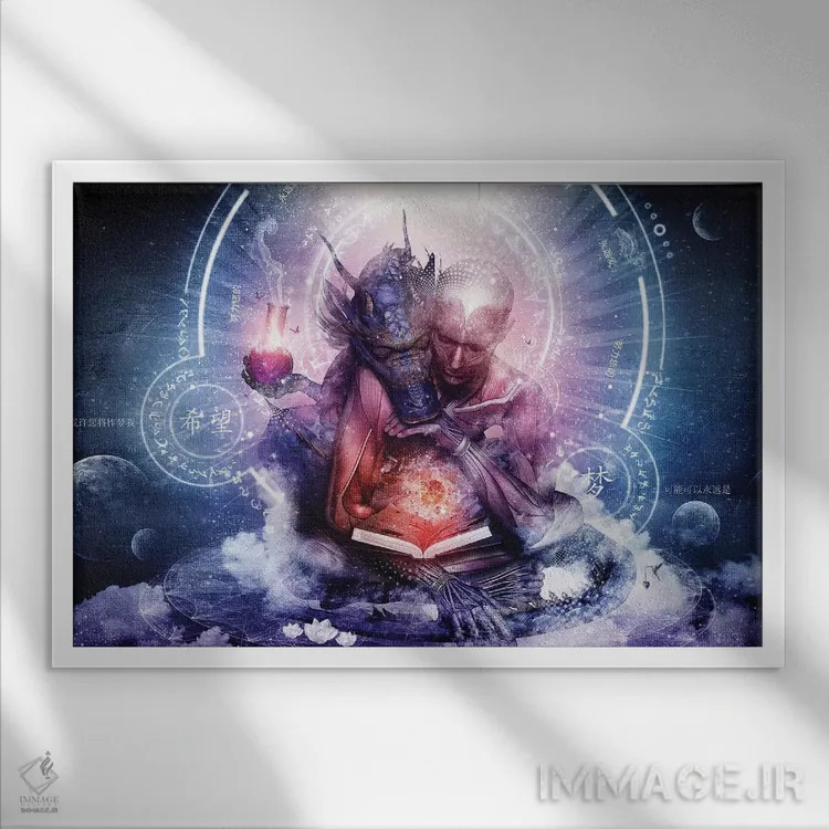 تابلو شاید رویاها دربارهٔ همروحهاست اثر کامرون گری - نمای قابدار سفید