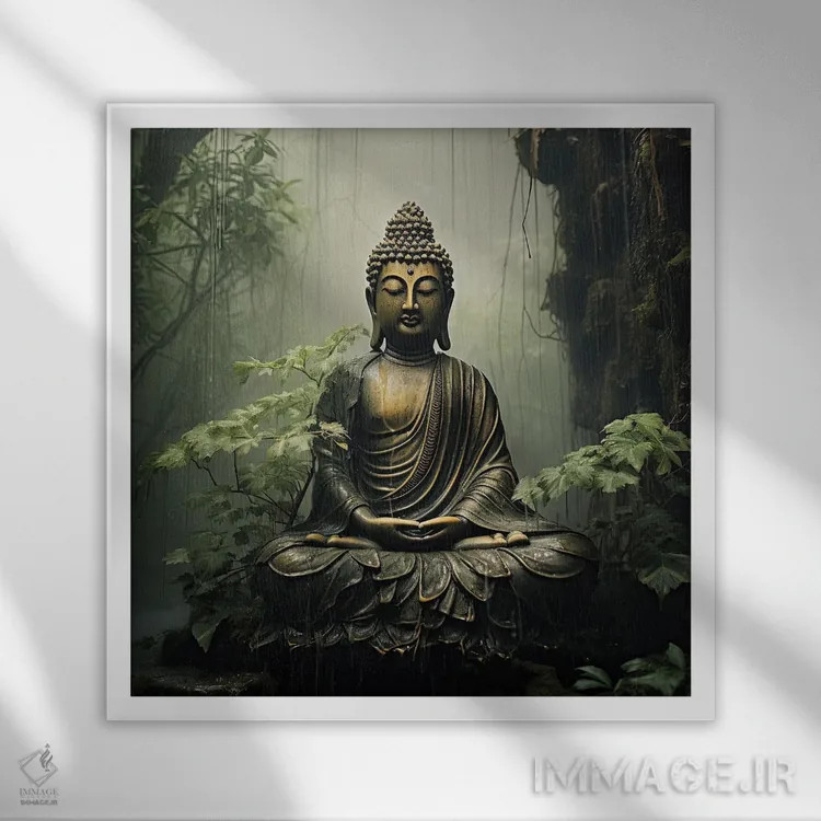 تابلو بودا III اثر کامرون گری - نمای قابدار سفید