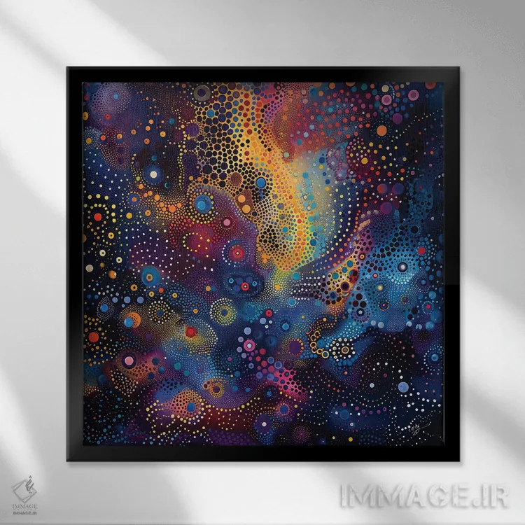 تابلو سحابی ریتمی اثر کامرون گری - نمای قابدار مشکی