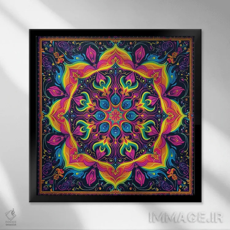 تابلو مندالای ابدی اثر کامرون گری - نمای قابدار مشکی