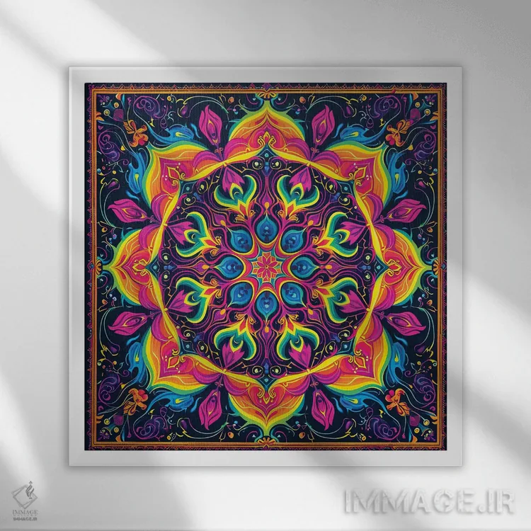 تابلو مندالای ابدی اثر کامرون گری - نمای قابدار سفید