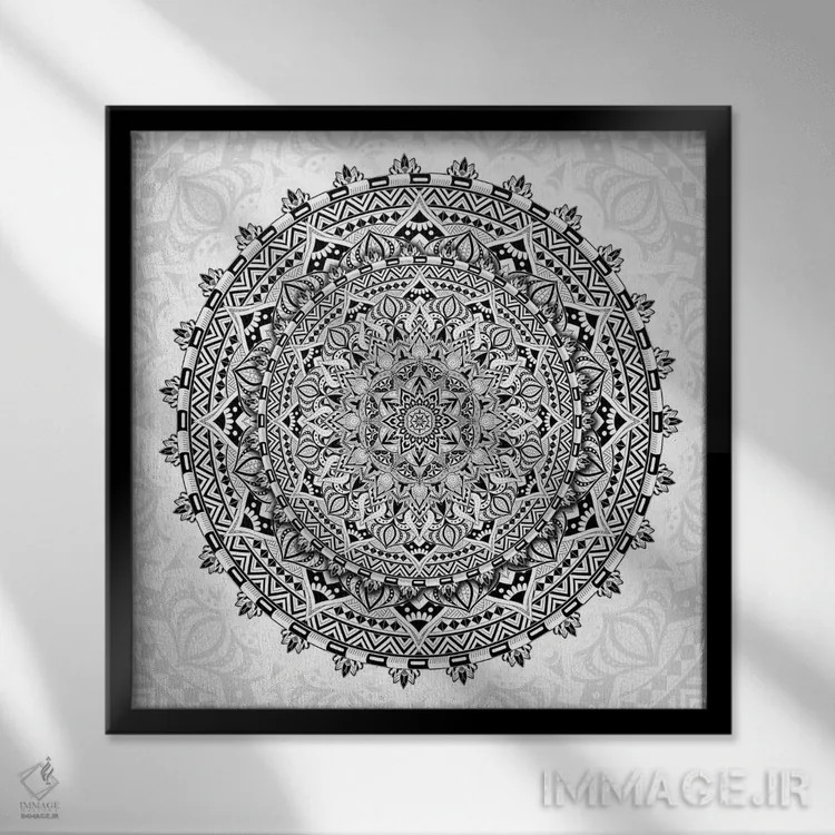 تابلو عشق مندالا اثر کامرون گری - نمای قابدار مشکی