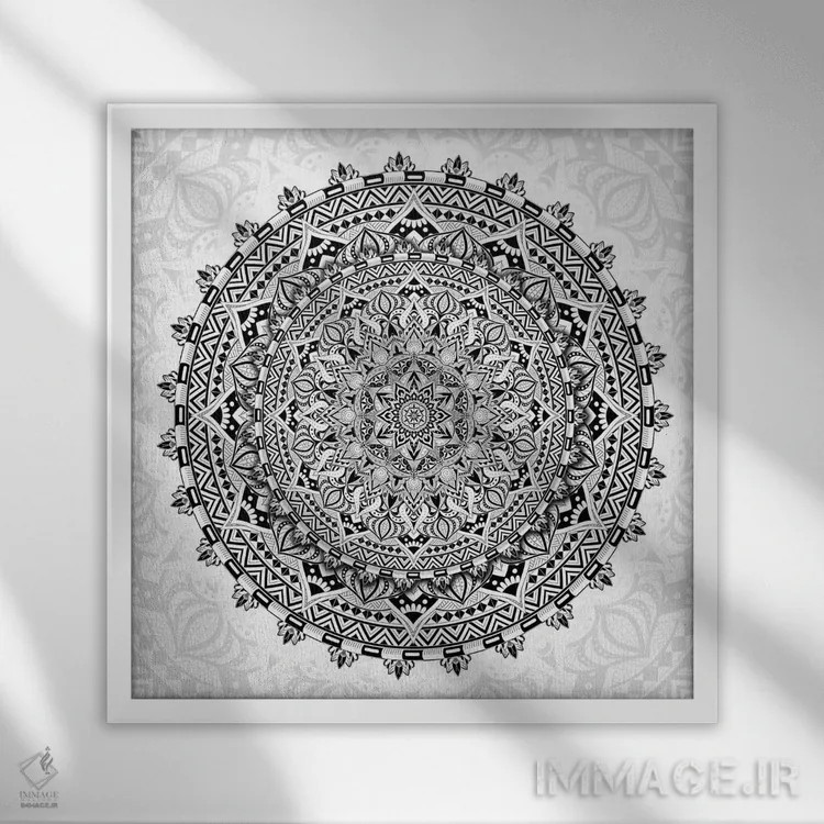 تابلو عشق مندالا اثر کامرون گری - نمای قابدار سفید