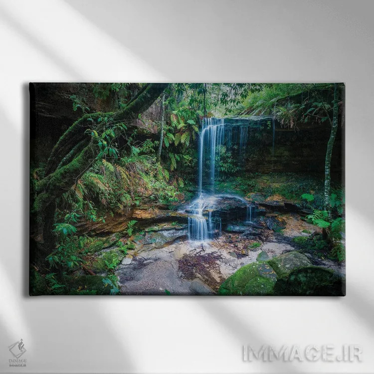 تابلو آبشار برگس، کوههای آبی، استرالیا اثر کامرون گری - نمای روبهرو روی دیوار