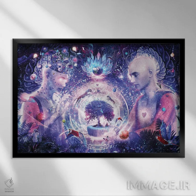 تابلو جرقهای در جهان هستی اثر کامرون گری - نمای قابدار مشکی