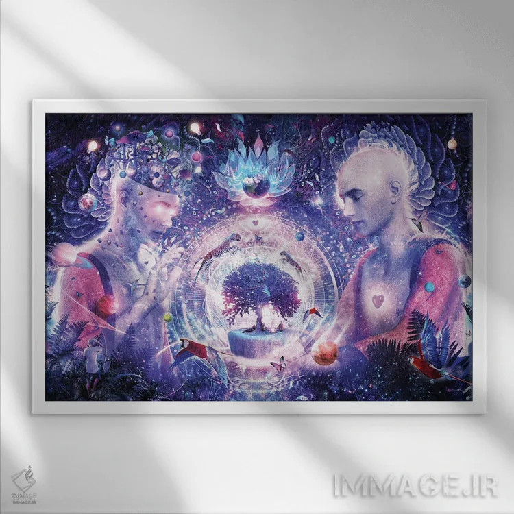 تابلو جرقهای در جهان هستی اثر کامرون گری - نمای قابدار سفید