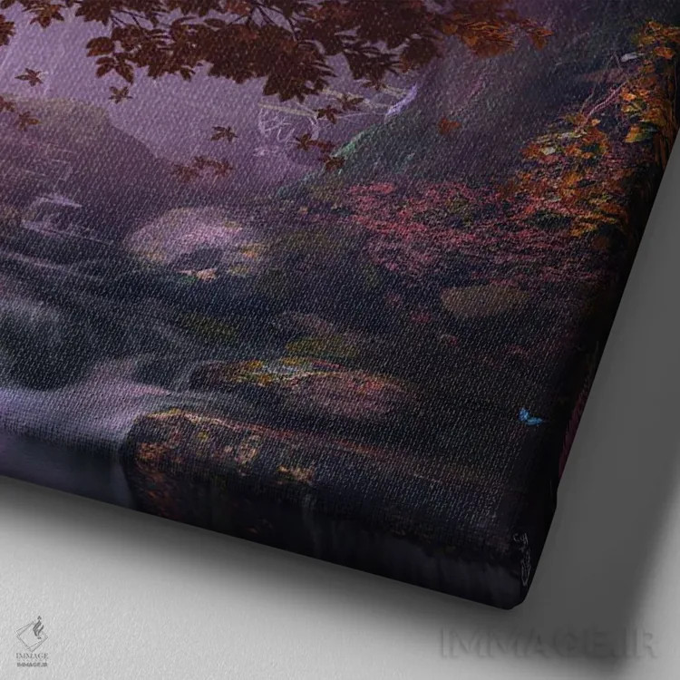 تابلو قلمرو جنگلی اثر کامرون گری - نمای نزدیک بافت بوم