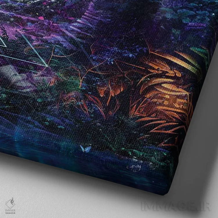 تابلو باغ نیمهشب اثر کامرون گری - نمای نزدیک بافت بوم