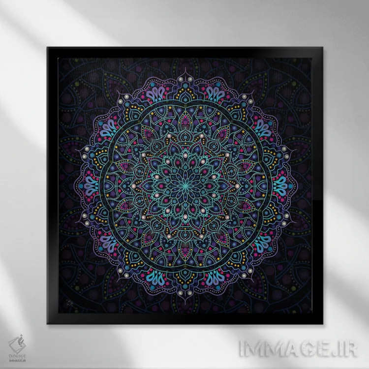 تابلو ماندالای ذن پنجم اثر کامرون گری - نمای قابدار مشکی