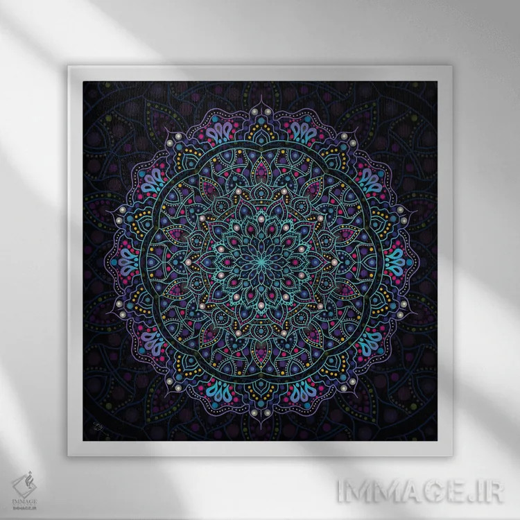 تابلو ماندالای ذن پنجم اثر کامرون گری - نمای قابدار سفید