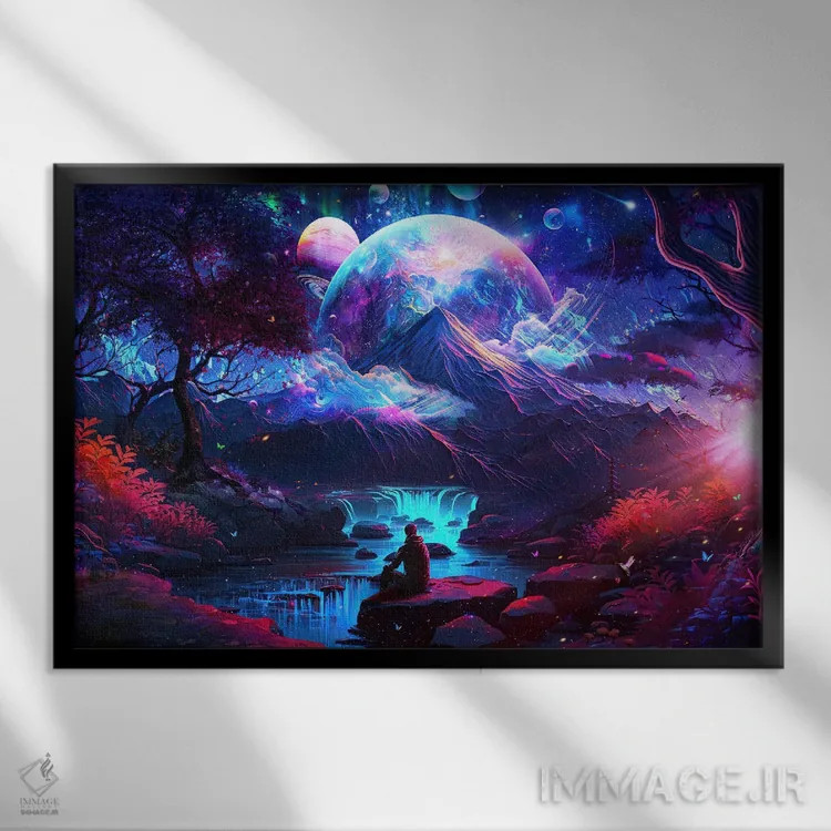 تابلو نفس کشیدن در آسمان اثر کامرون گری - نمای قابدار مشکی