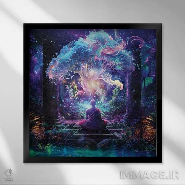 تابلو باغ نیمهشب اثر کامرون گری - نمای قابدار مشکی