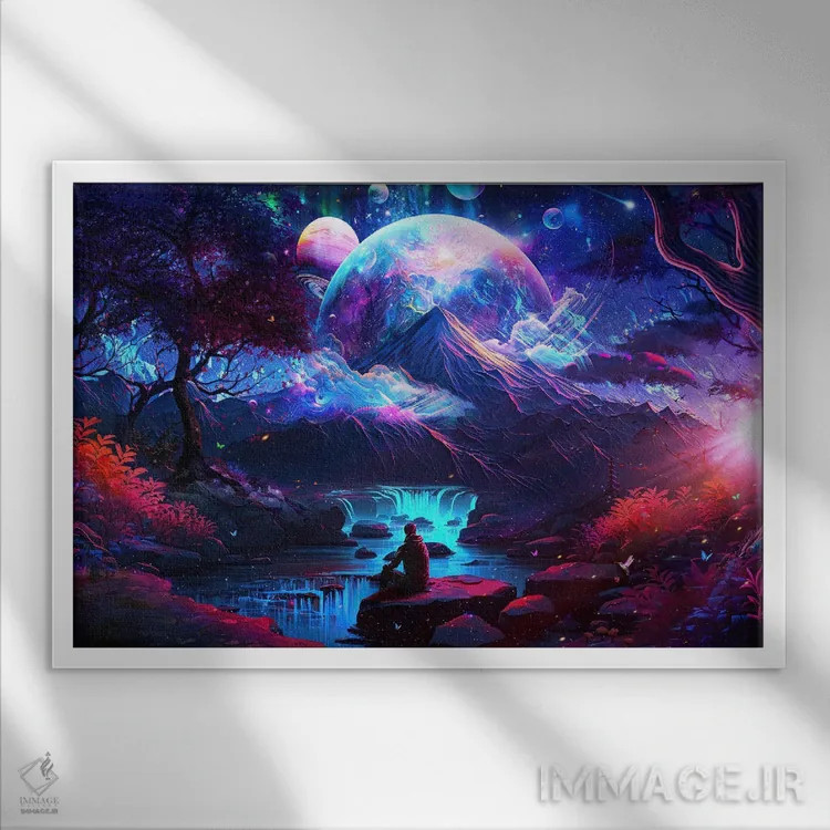 تابلو نفس کشیدن در آسمان اثر کامرون گری - نمای قابدار سفید