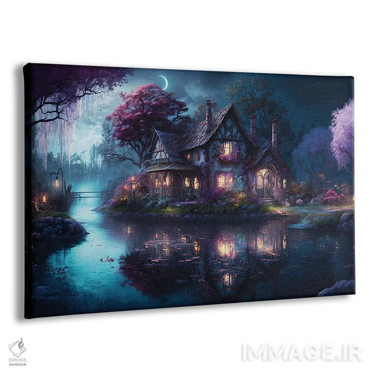 تابلو خانهٔ دریاچهای در شب اثر کامرون گری - نمای پرسپکتیو محصول