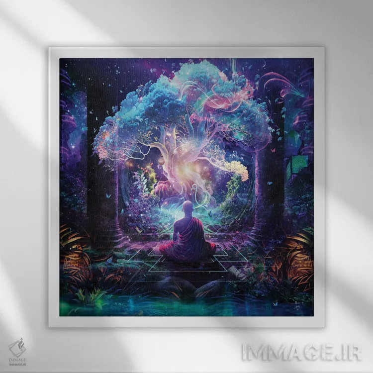 تابلو باغ نیمهشب اثر کامرون گری - نمای قابدار سفید