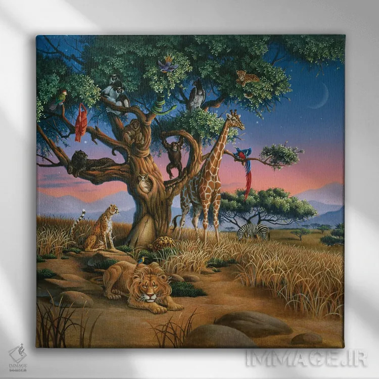 تابلو حیاتوحش آفریقا اثر کربرت گوتیه - نمای روبهرو روی دیوار