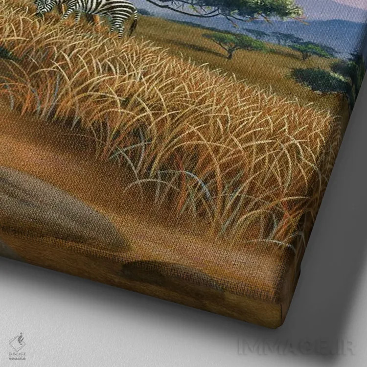 تابلو حیاتوحش آفریقا اثر کربرت گوتیه - نمای نزدیک بافت بوم