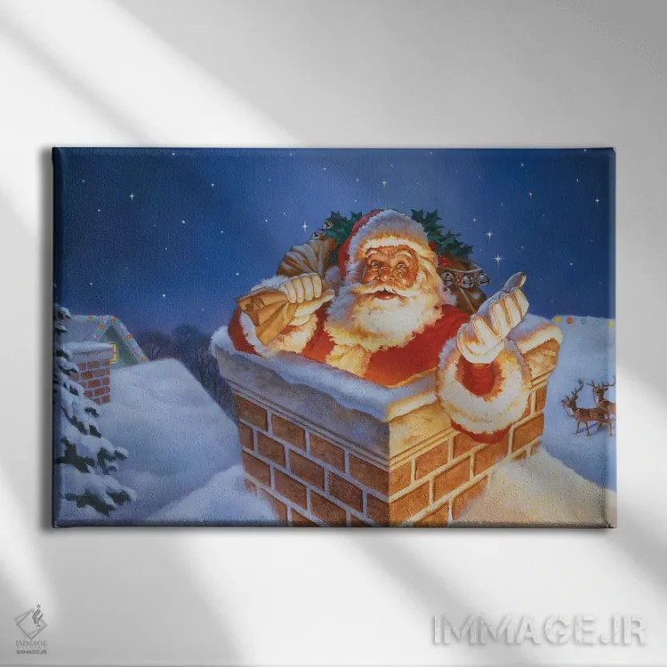 تابلو بابانوئل کنار دودکش اثر کربرت گوتیه - نمای روبهرو روی دیوار