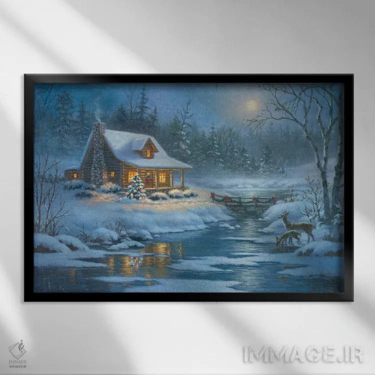 تابلو کلبهٔ کریسمس اثر کربرت گوتیه - نمای قابدار مشکی