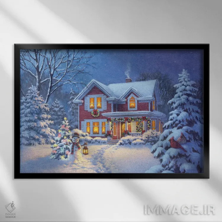 تابلو تبریک کریسمس اثر کربرت گوتیه - نمای قابدار مشکی
