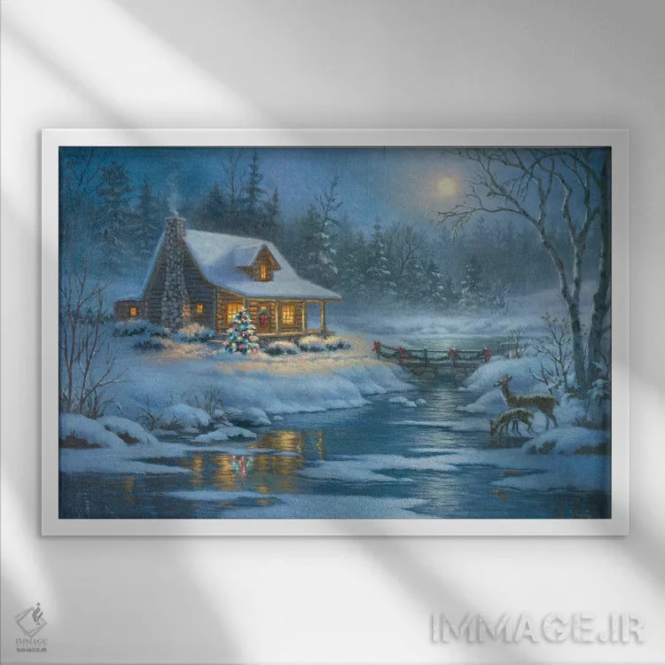 تابلو کلبهٔ کریسمس اثر کربرت گوتیه - نمای قابدار سفید