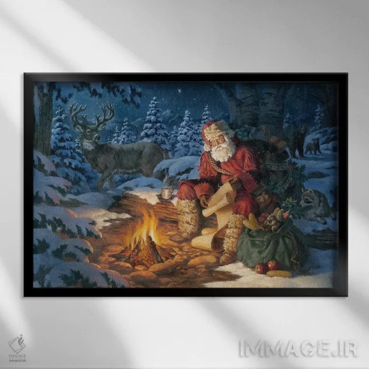 تابلو دوستان جنگلی اثر کربرت گوتیه - نمای قابدار مشکی