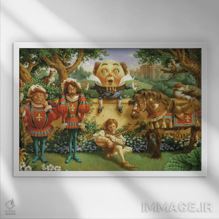 تابلو هامپتی دامپتی و دوستان (شخصیت کودکان) اثر کربرت گوتیه - نمای قابدار سفید