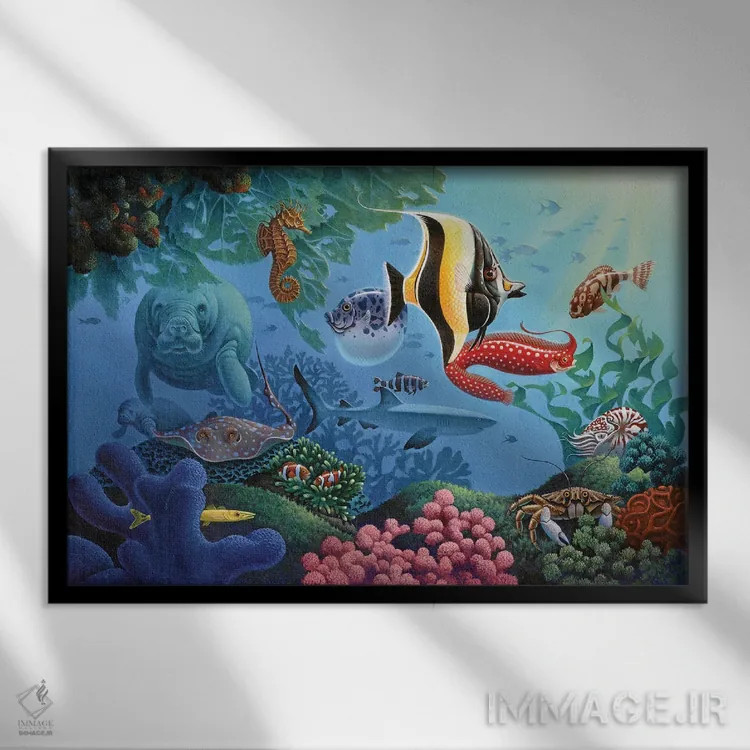 تابلو اشکال مخفی ماهی اثر کربرت گوتیه - نمای قابدار مشکی