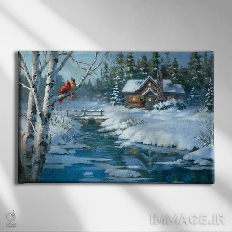 تابلو کلبه کنار نهر شمالی اثر کربرت گوتیه - نمای روبهرو روی دیوار