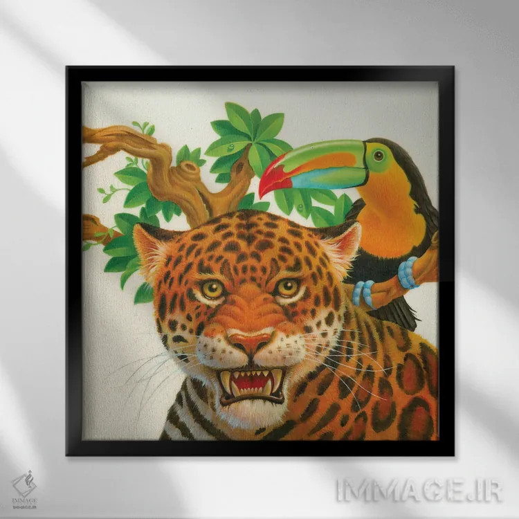 تابلو توکان پلنگی (پرنده) اثر کربرت گوتیه - نمای قابدار مشکی