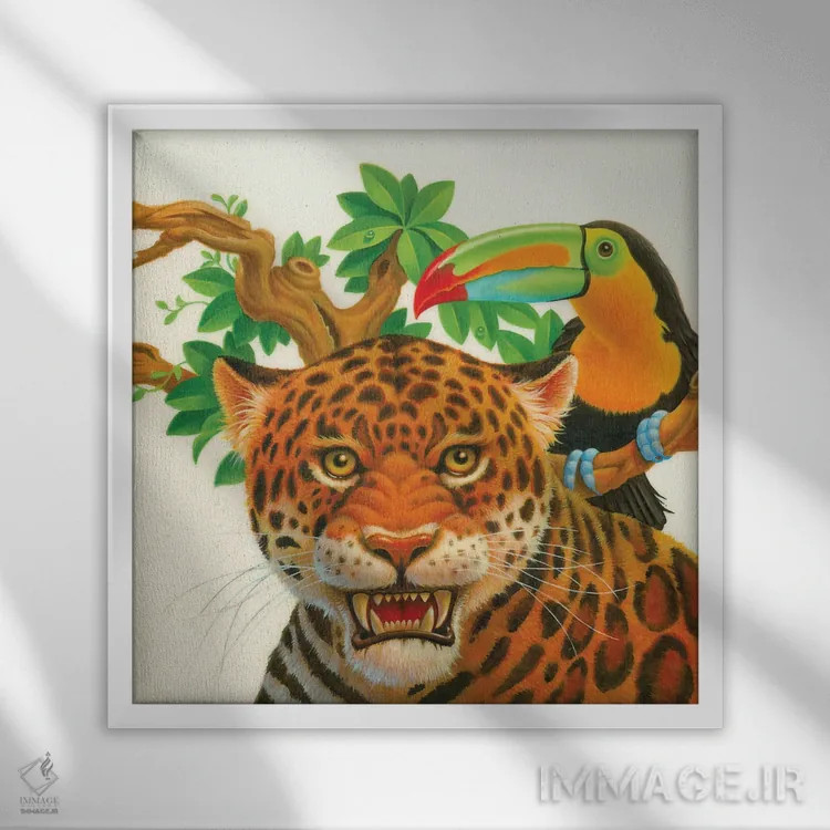 تابلو توکان پلنگی (پرنده) اثر کربرت گوتیه - نمای قابدار سفید