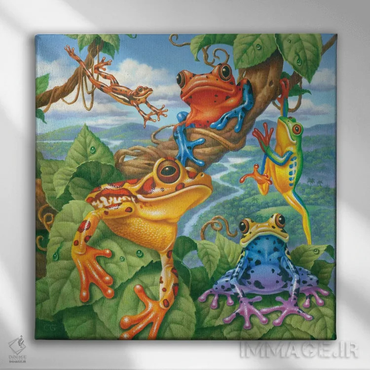 تابلو قورباغههای درختی اثر کربرت گوتیه - نمای روبهرو روی دیوار