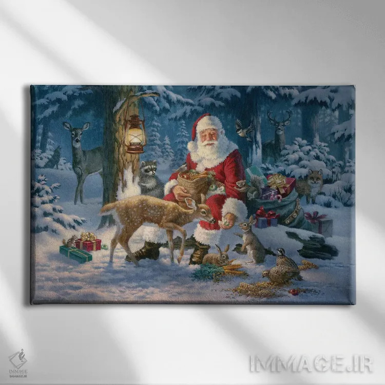 تابلو بابانوئل در جنگل اثر کربرت گوتیه - نمای روبهرو روی دیوار