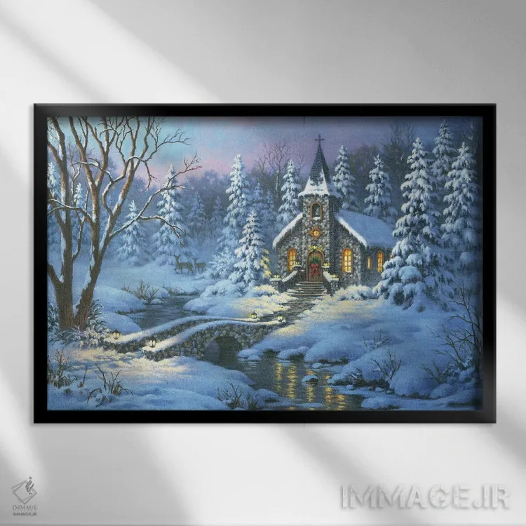 تابلو غروب شب کریسمس اثر کربرت گوتیه - نمای قابدار مشکی