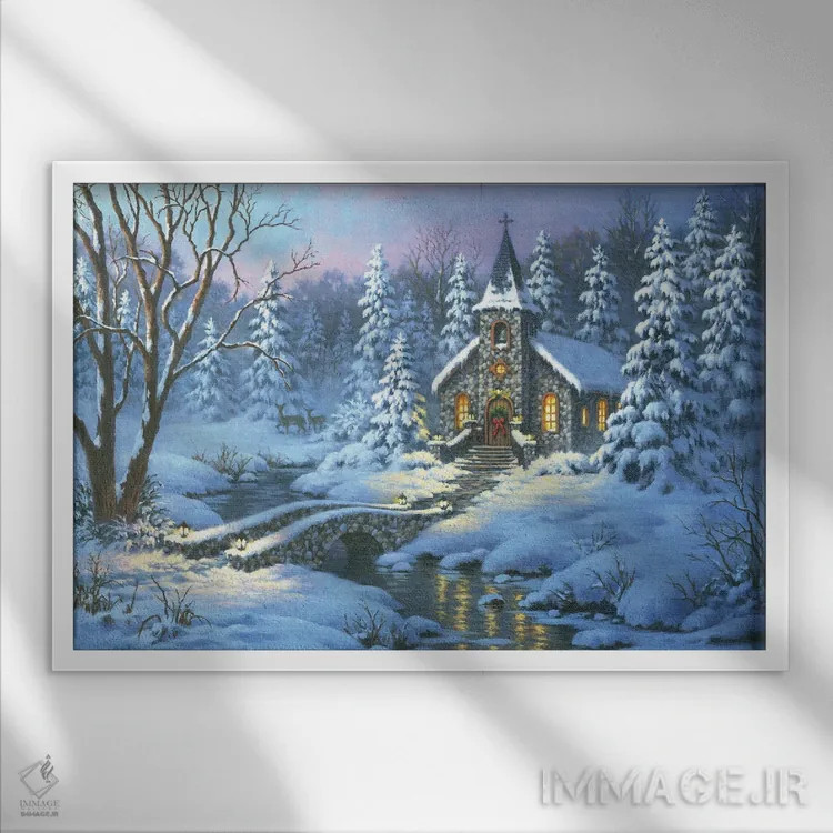 تابلو غروب شب کریسمس اثر کربرت گوتیه - نمای قابدار سفید