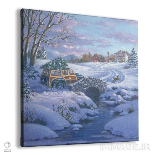 تابلو صحنه مزرعه با واگن چوبی اثر کربرت گوتیه - نمای پرسپکتیو محصول