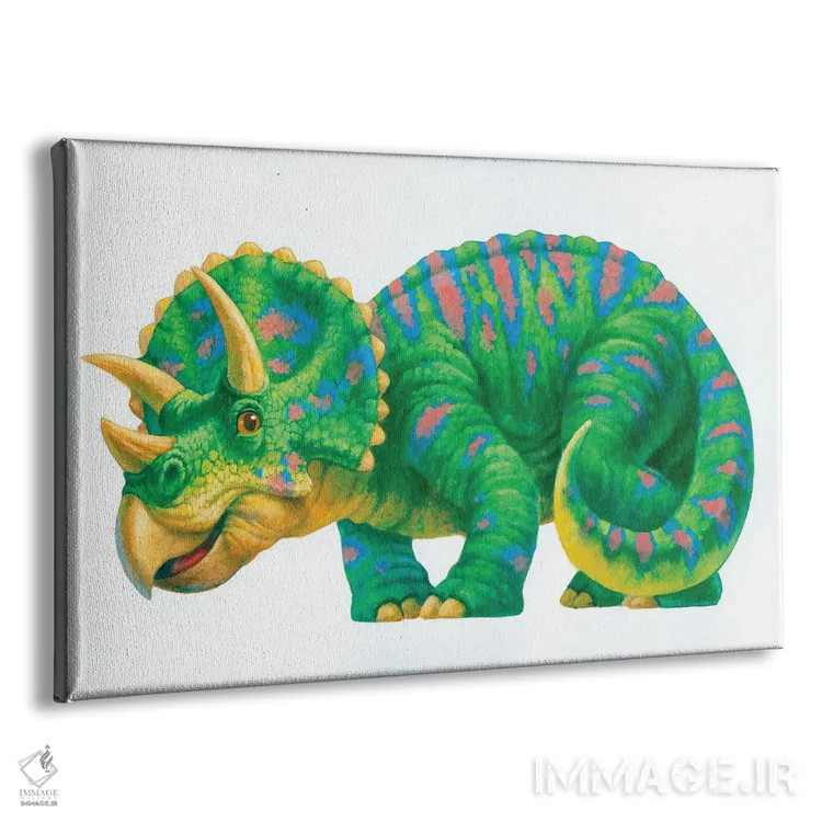 تابلو تریسراتوپس بچه (دایناسور) اثر کربرت گوتیه - نمای پرسپکتیو محصول