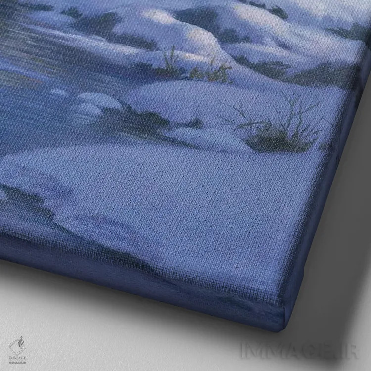 تابلو صحنه مزرعه با واگن چوبی اثر کربرت گوتیه - نمای نزدیک بافت بوم