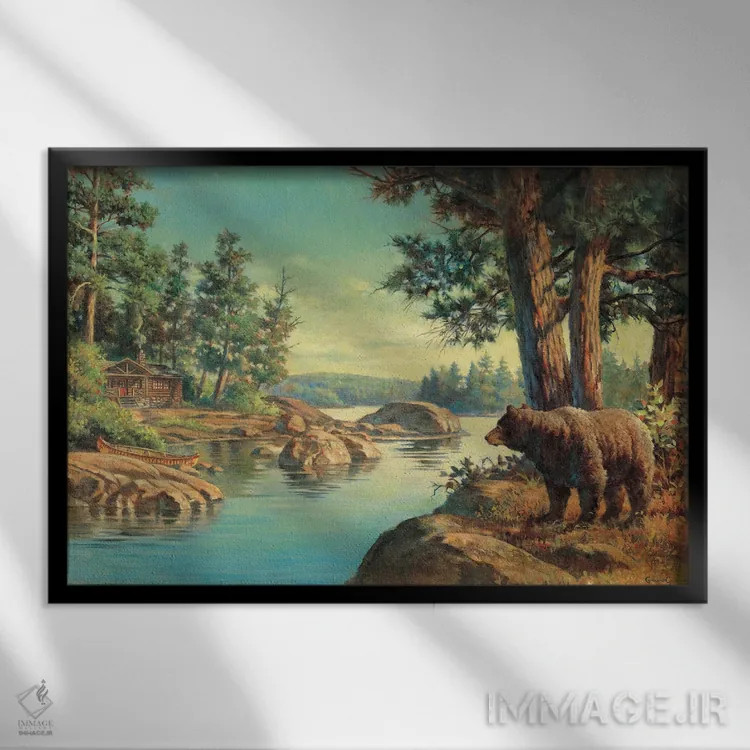 تابلو خرس سیاه اثر کربرت گوتیه - نمای قابدار مشکی