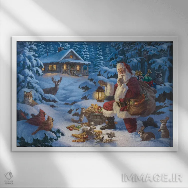 تابلو بابانوئل جنگلی اثر کربرت گوتیه - نمای قابدار سفید