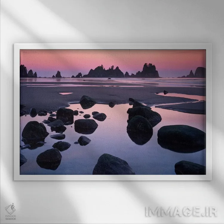 تابلو نقطه قوسها، ساحل شیشی، جنگل ملی المپیک، واشنگتن، آمریکا اثر چارلز گرچ - نمای قابدار سفید