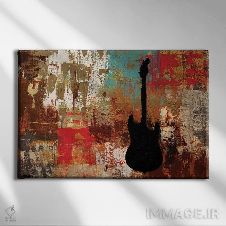 تابلو تکنوازی گیتار اثر کارمن گودز - نمای روبهرو روی دیوار