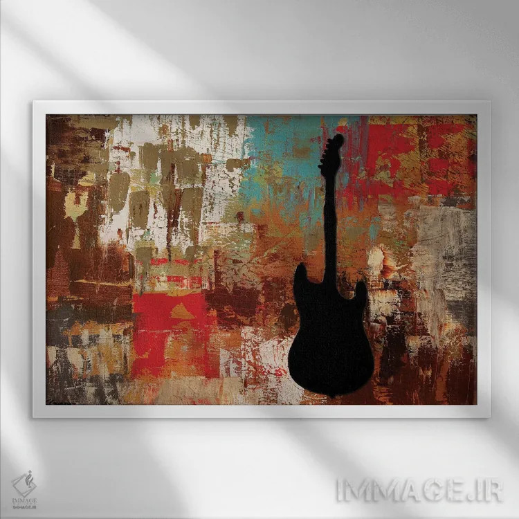 تابلو تکنوازی گیتار اثر کارمن گودز - نمای قابدار سفید