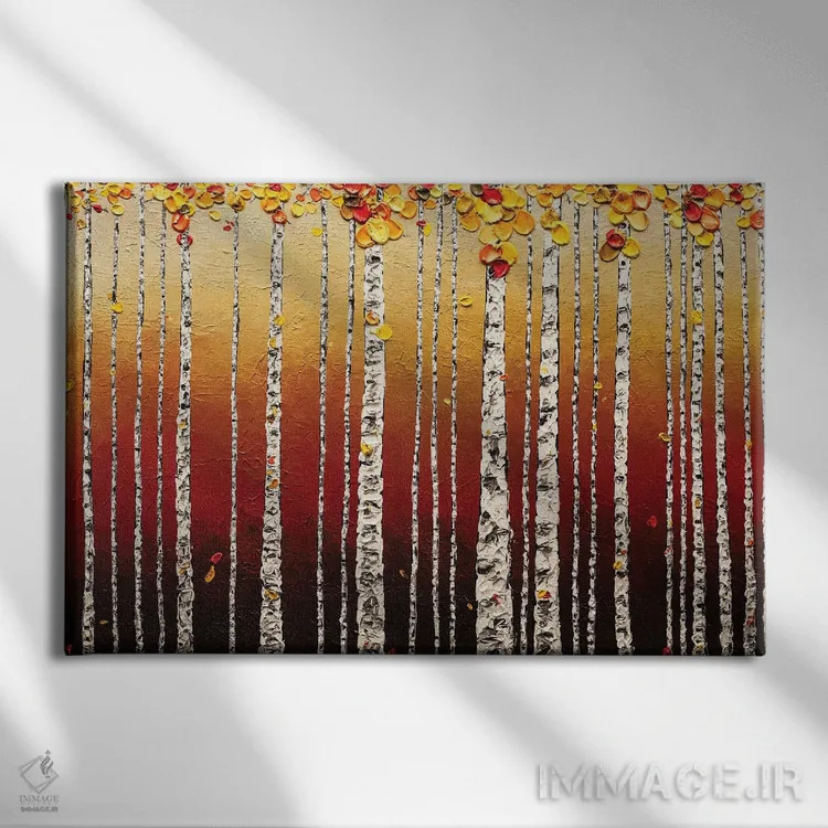 تابلو درختان غان اثر کارمن گودز - نمای روبهرو روی دیوار