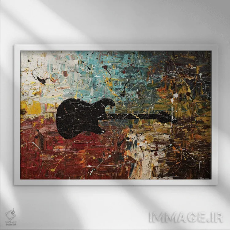 تابلو داستان گیتار اثر کارمن گودز - نمای قابدار سفید