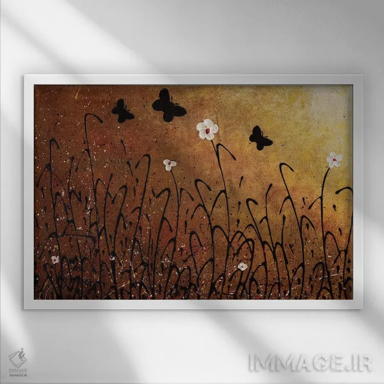 تابلو منظرهٔ پروانهها اثر کارمن گودز - نمای قابدار سفید