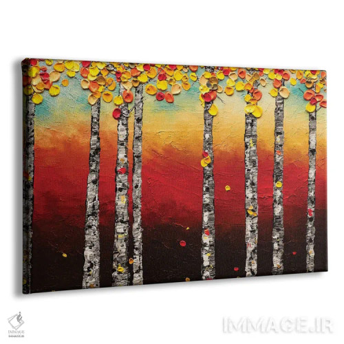 تابلو درختان غان پاییزی اثر کارمن گودز - نمای پرسپکتیو محصول